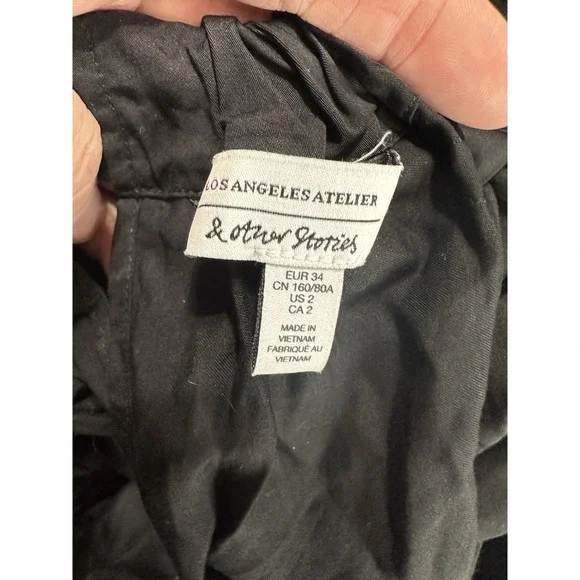 ASOS & Other Stories Gathered Black Tiered‎ Hem Maxi Dress Size 2 - Picture 5 of 8